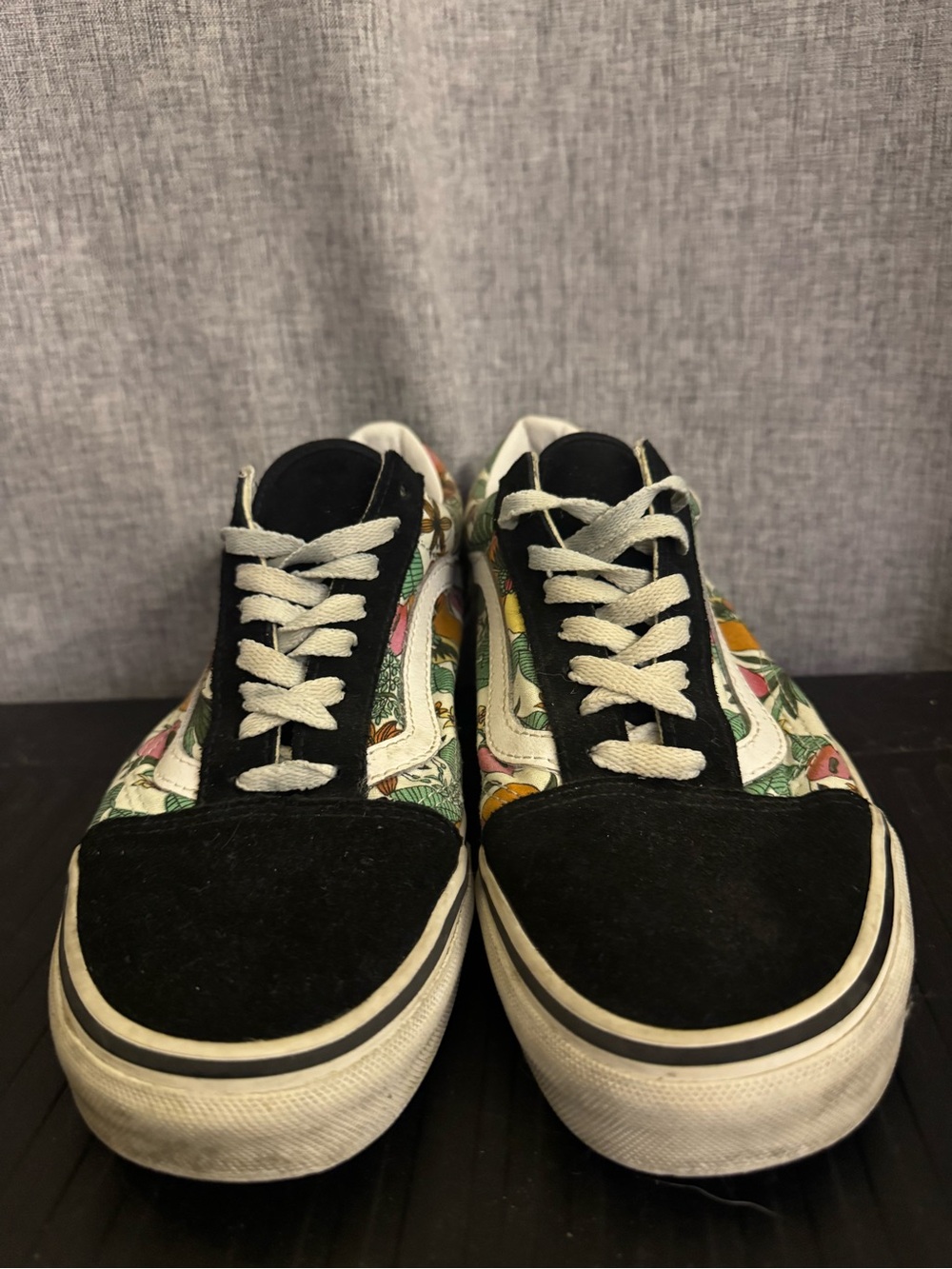 Vans Low Top Sneakers in Black with Multicolor Floral Panels